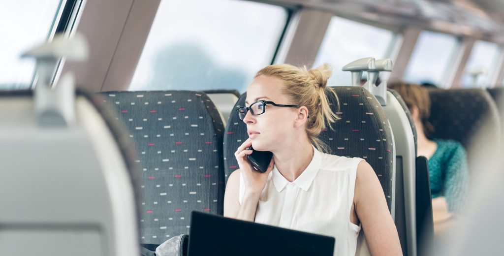 Businesswoman travelling with insurance