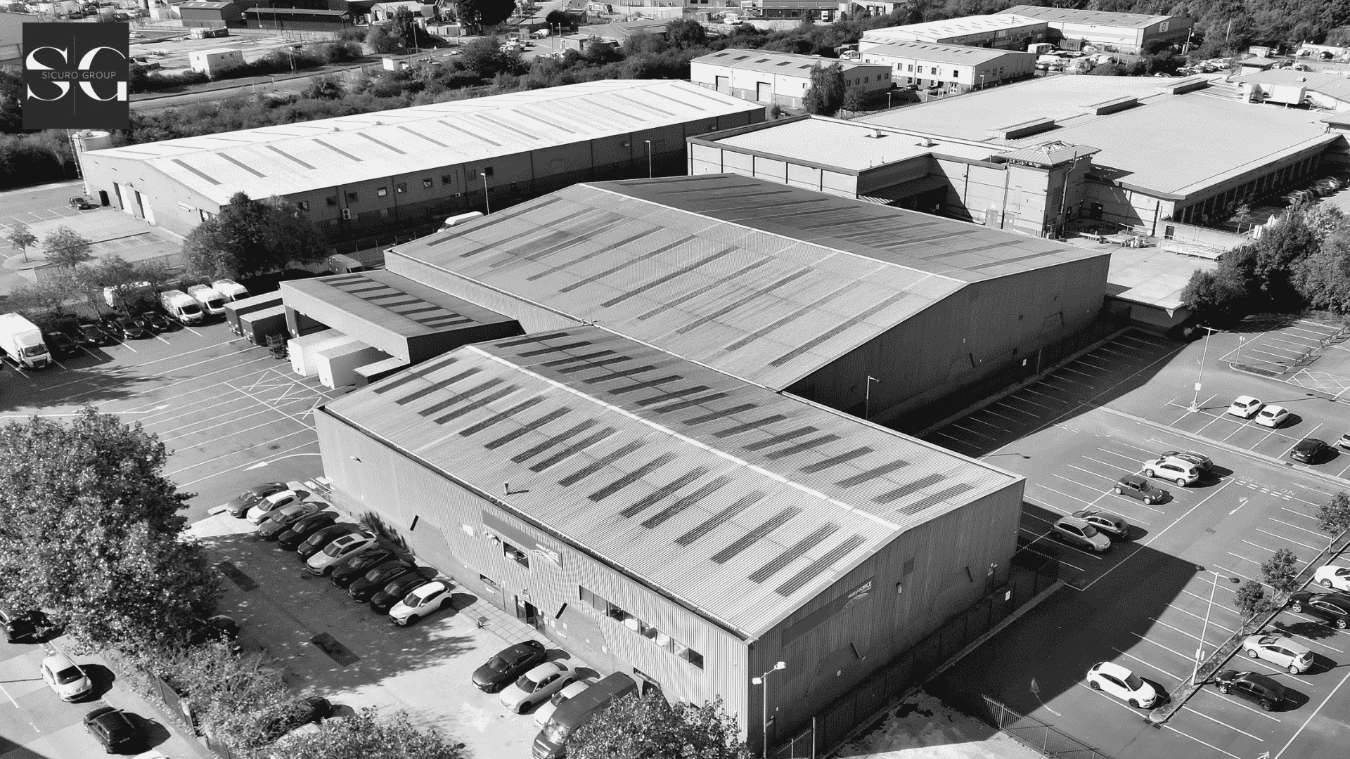 An FMCG warehouse aerial view