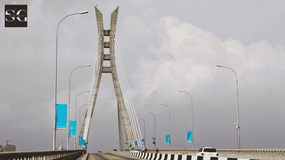 View of Cable-stayed bridge, suspension bridge - Lagos, Nigeria