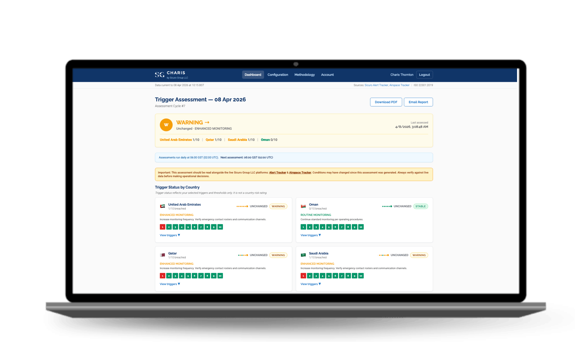 CHARIS — Business Continuity Trigger Tracker