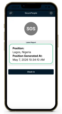 SicuroPeople SOS Triggered with exact location updates and check-ins
